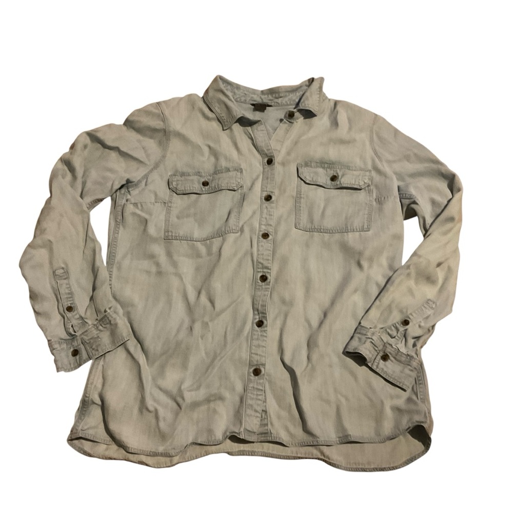 Eddie Bauer vintage chambray Light Blue‎ Button-Up denim Shirt outdoor coastal